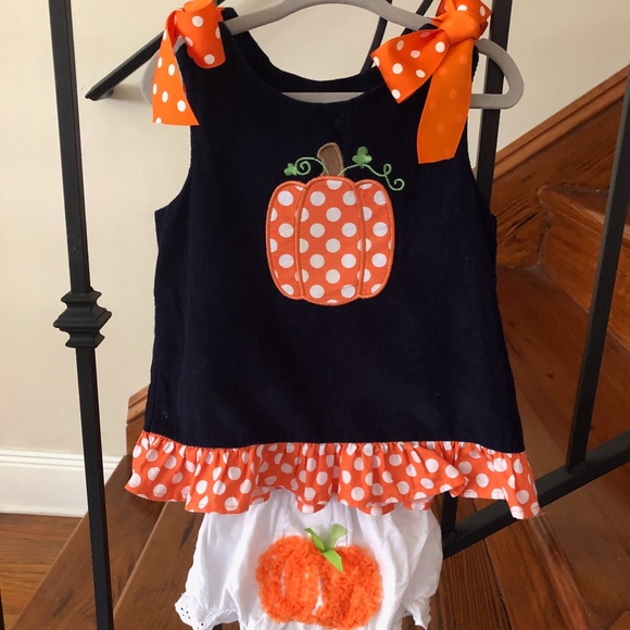 Girls Just Ducky Pumpkin Dress & Diaper Cover 12M - Picture 5 of 7